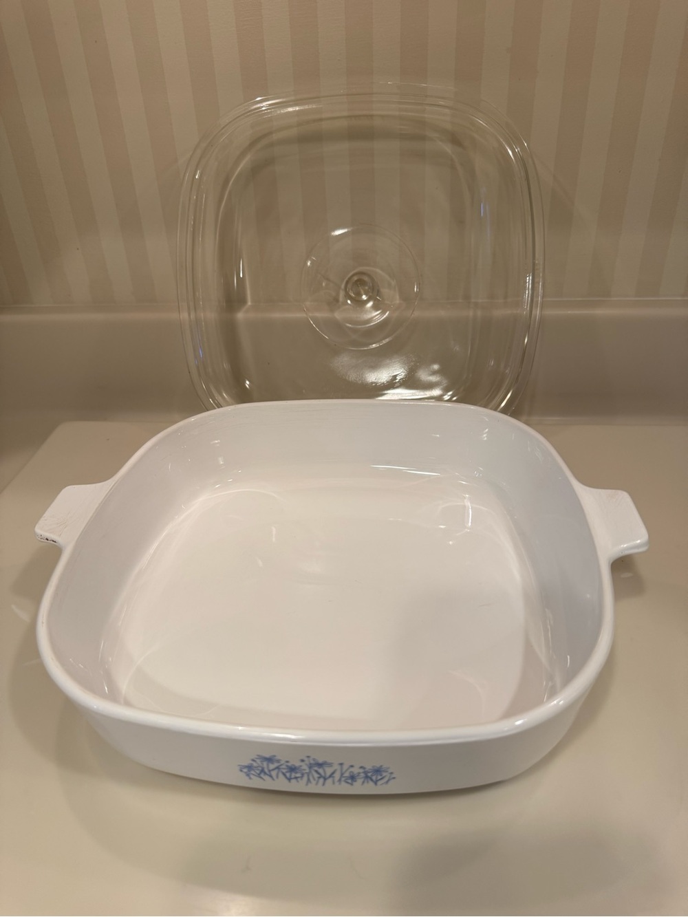 Vintage Corning Blue Daisy Casserole Made For Sears - Picture 7 of 13